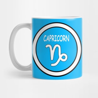 Capricorn, white circle, transparent background Mug